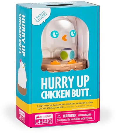 Exploding Kittens Hurry Up Chicken Butt 2-6 Players - Ages 4+ - 2 Minutes to Play - Hot Potato Style Card Game - Fun Card Game, Family Game Night, Creative Kids Game