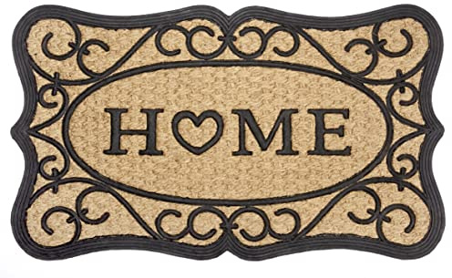 Hanse Home Felpudo de Coco y Goma, 45 x 75 cm, Antideslizante, para Interior y Exterior, con Corazón de Fibra de Coco Resistente a la Intemperie, para Entrada