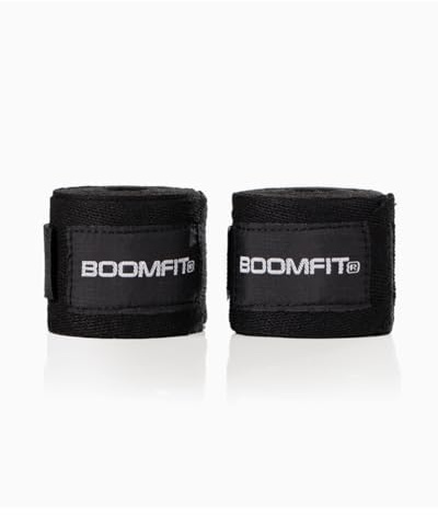 BOOMFIT Vendas de Boxeo 3 Metros | Vendas de Mano Semielásticas para Protección de Nudillos y Muñeca | Ideales para Kickboxing MMA Muay Thai y Saco | Color Rojo Talla S para Niños y Adultos