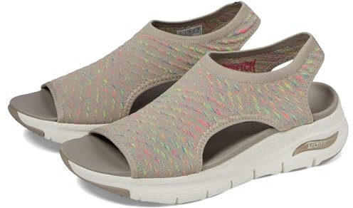 Skechers Damen Arch Fit Fußgewölbe-Passform – Catchy Wave, Taupe Multi, 39 EU