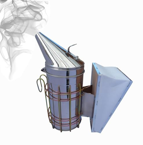 Bee Hive Smoker Stainless Steel Beekeeping Smoker Equipment Apiary Beekeepers Dispenser Inspection Aesthetic 28.5 cm tall with Heat Shield
