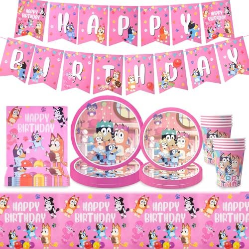 Sidesea Partygeschirr Geburtstagsdeko, 52 Stück Birthday Decorations Party Deko Geburtstag Cake Topper Deko Teller Pappteller Kindergeburtstag Luftballons Tischdecke Geburtstag für 10/20 Personen