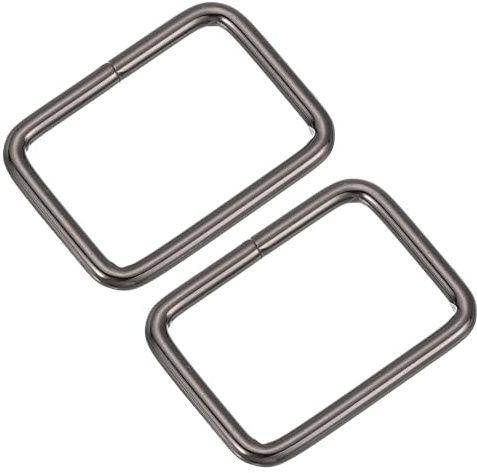 QUARKZMAN 4 Piezas de Anillo Rectangular de Metal, 1 1/2 x 1 Pulgada Hebilla Rectangular de Metal para Correa de Tejido Cinturón Accesorios DIY, Negro Metálico