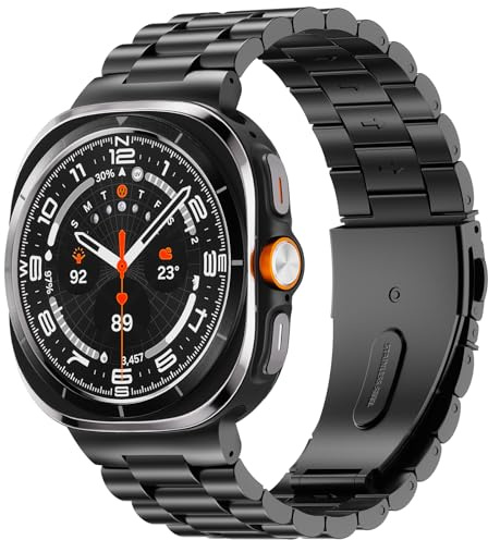 SUNDAREE Strap Compatible with Samsung Galaxy Watch Ultra 2025/2024 47MM,No Gap Men Women Stainless Steel Metal Bracelet Smartwatch Band for Galaxy Watch Ultra SM-L705,Black