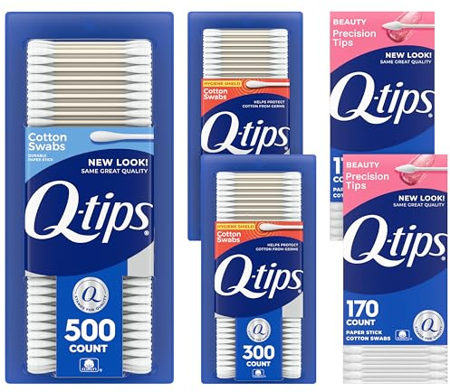 Q-tips Cotons-tiges, paquet varié, original, bouclier hygiénique et conseils de précision pour la maison, les premiers soins et les soins de beauté, fabriqués en 100% coton, 1140 pièces