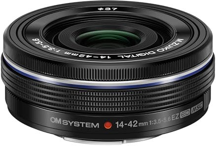 OM SYSTEM Objetivo M.Zuiko Digital 14-42 mm F3.5-5.6 EZ, Zoom estándar, Adecuado para Todas Las cámaras MFT (Modelos Olympus OM-D & Pen, Serie G de Panasonic), Negro
