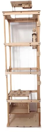 Sharplace Kit Giocattolo per Ascensore Fai da Te, Modello di Ascensore 58 Cm con 4 Struttura Strati, Modellini da Costruire per Dimostrazioni in Classe O Esperimenti Domestici, Legna