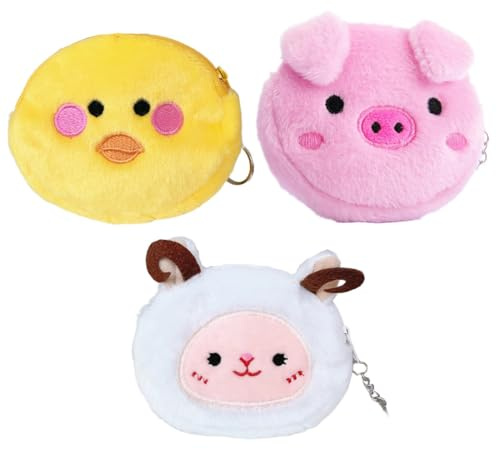 COYUN 3 Pcs Monedero Niño De Palta, Lindo Monedero De Peluche, Personalizado, Pequeño Monederos De Dibujos Animados, Lindo Monederos Pequeño Mujer Con Cremallera, Llavero Colgante De Peluche