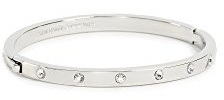 Kate Spade New York SET IN STONE metal stone hinged bangle, Clear/Silver