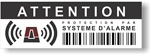 Autocollants dissuasifs contre les effractions et vols - Protection par système d'alarme - Dissuasif même sans alarme installée - Lot de 12 - Dimensions 10,5 x 3,5 cm