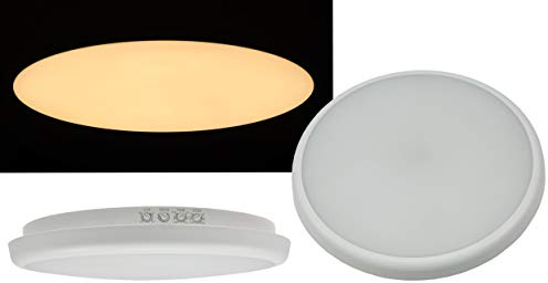 ChiliTec LED Deckenleuchte 30cm mit Bewegungsmelder 26IP54 Innen Aussen - Präsenzmelder Dämmerungssensor - 22W 2200Lm 40mm Flach - Rund Feuchtraumleuchte HF Radar Sensor 3000k Warmweiß