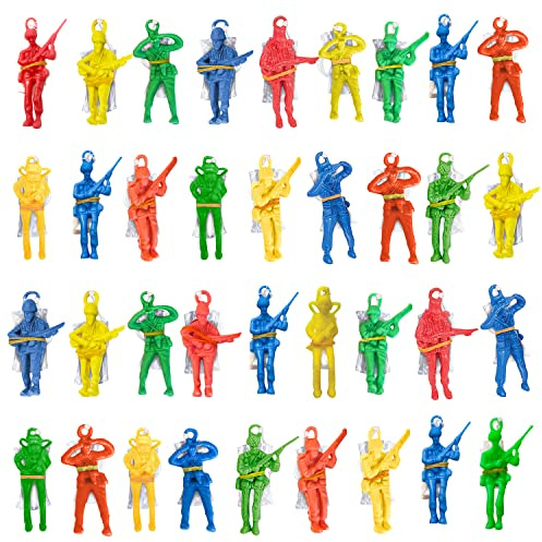 ArtCreativity 36 Packs / 2.5” Army Parachute Toys for Kids, Vinyl Parachute Men Toy in Assorted Colors, Durable Plastic Army Men Action Figures Hand Throwing for Boys & Girls