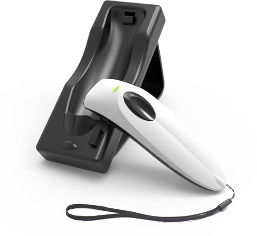 Bluetooth Wireless Handheld Barcode Scanner with Base 2.4G Wireless+USB Wired 1D 2D Barcode Scanner QR PDF417 Data Matrix UPC Rechargeable Bar Code Scanner for Laptops/PC/Android/Apple iOS