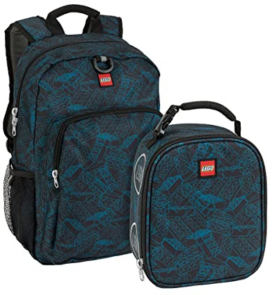 LEGO Unisex Kid's Heritage Classic Backpack and Lunchbox Combo Set, Blueprint, One Size, Heritage Classic Backpack and Lunchbox Combo Set