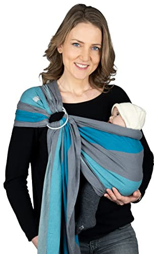 Hoppediz Ring-Sling, Baby-Tragetuch ab Geburt, 100 % schadstoffgeprüfte Baumwolle, Design Brighton