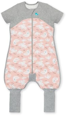 Love To Dream Tuta da notte biologica, tessuto ideale per temperature miti (20-24°C), design a maniche corte, coperta indossabile, Colomba Rosa, 2 (24-36 Months)