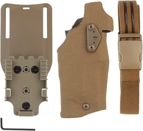 Zhongren taktisk Airsoft hölster G17/19 kompatibel med X300/X300U lampor snabbfrigörande hölster QLS snabbmonteringsadapter ben hölje droppe militär jakt Airsoft tillbehör (brun)