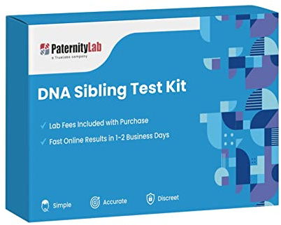 PaternityLab DNA Sibling Test - Tariffe di laboratorio e spedizione incluse - Risultati in 1-2 giorni - Kit di raccolta a casa per fratellastri completi e fratellastri