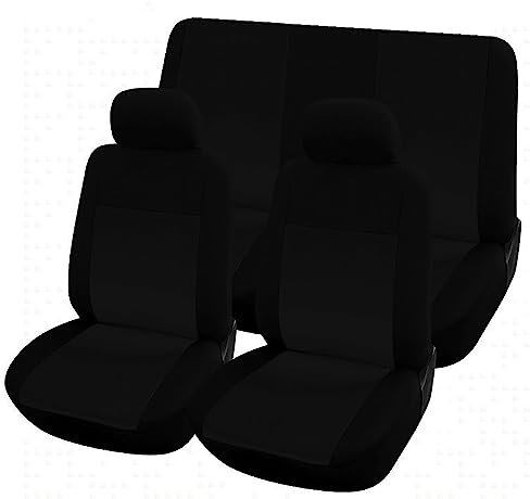 Rebeca Shop® COPRISEDILI UNIVERSALI per Auto Kit Anteriore E Posteriore Vari colori Soft Confortevole Traspirante Protezione per Sedili Auto (Nero/Nero)