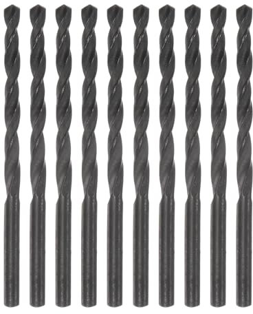 sourcing map 10pcs Jobber Drill Bits 4mm (5/32) Nitride Coated High Speed Steel (HSS) 4241 Twist Drill Bits for Stainless Steel Copper Aluminum Alloy Metal Wood Plastic, Black