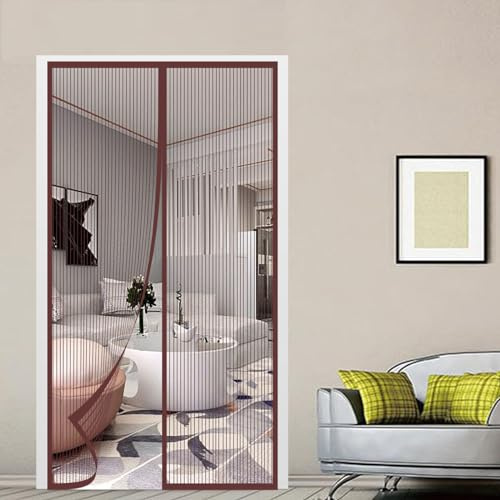 SYC Zanzariera Magnetica per Porta,Zanzariere Porte Anti Insetti Traspirante Chiusura Automatica,Installazione Facile per Balcone Soggiorno Patio- Brown-a|| 100x205cm(39x80inch)