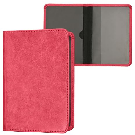 kwmobile Porte permis de conduire carte grise avec compartiments cartes passeport - Étui portefeuille de protection en simili cuir rose fluo