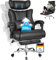 BASETBL Bürostuhl 200kg, Chefsessel mit Fußstütze, Feder Sitzkissen, 60cm Breite Sitzfläche, Stufenlose Verriegelung, EN12520 Zertifiziert, Bürosessel