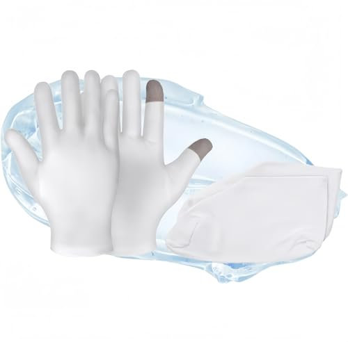 Guanti Idratanti con Calzini,Calzini in Cotone Spa,Cotone Bianco Guanti Touch Screen,per Donne Uomini Bellezza e Cura Notturna,Mani e Piedi Spa Trattamento Cosmetico Idratante,2 paia