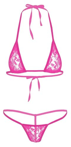 Riismen Transparent Micro Bikini Femme Dentelle Bikini Strings Tanga Mini Triangle Soutiengorge Top BH Maillot De Bain Extrême Mode Plage