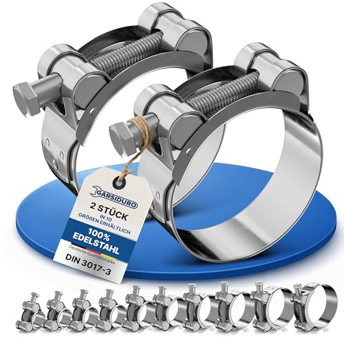 Collier à boulon articulé en acier inoxydable | 44-47mm [2 pièces] inoxydable | Colliers de serrage pour charges élevées | pour piscine | Tuyau d'aspiration | Tuyau de pression Colliers d'échappement