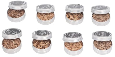 Asixxsix Astillas de Madera Natural para Ahumador de Cócteles, 7 Sabores, Manzana, Nuez, Roble, Cereza, Nogal, Pera, Astillas de Madera Mixtas con Aserrín de Frutal para Fumar