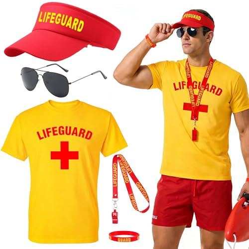 iSharely 5Pcs Lifeguard Costume Accessories Set for Adults (Cross, L)