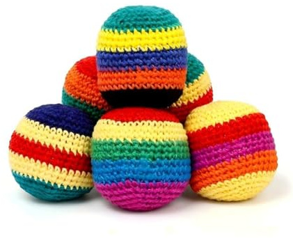 6 Pcs Knitted Sack Ball Set, Crochet Kick Bag for Adults, Pro Sand Footbag for Outdoor Games, Bomb Style Woven Juggling Accessory, Party Favours, Vibrant Colours
