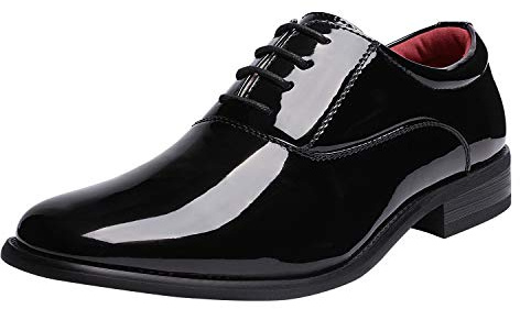 Bruno Marc Men's Faux Patent Leather Tuxedo Dress Shoes,Black,13