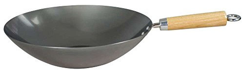 Dexam 12108512 Professional Carbon Steel Wok 30cm/12-inch, Black