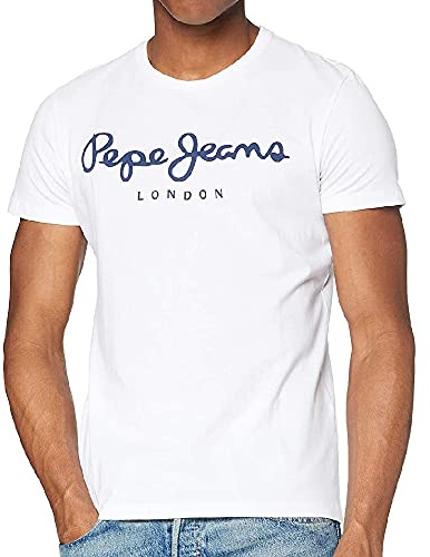 Pepe Jeans Original Stretch Camiseta para Hombre Slim Fit Manga Corta Blanco, L