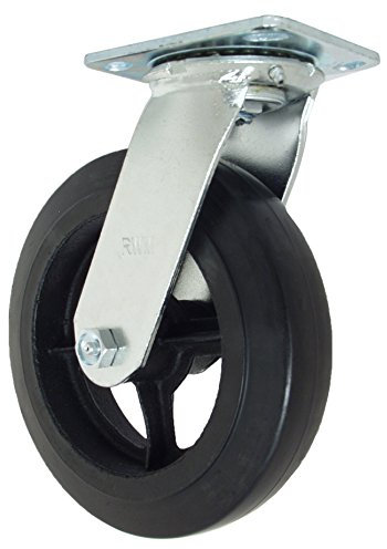RWM Roulettes 45-rir-0820-s-stb 45 Série 9–1/5,1 cm en caoutchouc de 20,3 cm de haut, côté de roue de fer avec Chape Roulette pivotante Frein,