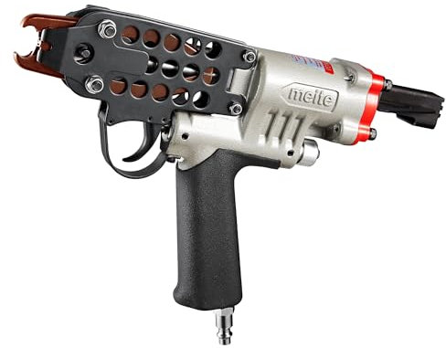 meite SC7C Pneumatic Hog Ring Gun, 15 Gauge 3/4 Crown Hog Ring Pliers, 5.5-6.0 mm Closure, Air C Ring Stapler for Mattress, Seat Assembly, Wire Cages, and Fencing