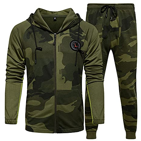 AOTORR Mens Tracksuit Set Gym Jogging Bottoms Full Zip Hooded Jacket Jogging Tops Sweatshirt