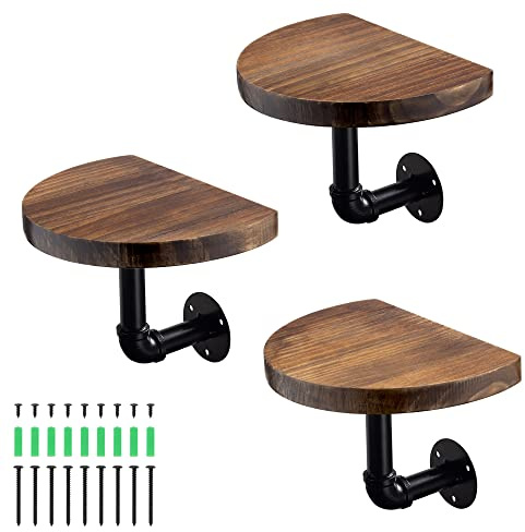 Navaris Wandregal Regal aus Holz und Metall - 3er Set Schweberegal Hängeregal - Ablage für Bilderrahmen Deko Bücher Blumentopf - einfache Montage