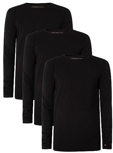 Tommy Hilfiger Herren Langarmshirts Basic, Schwarz (Black/ Black/ Black), L