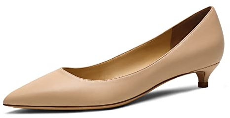 REKALFO Zapatos de Mujer con Tacones de Gatito - Zapatos de Vestir Comfort Pointed Toe Nude 38 EU