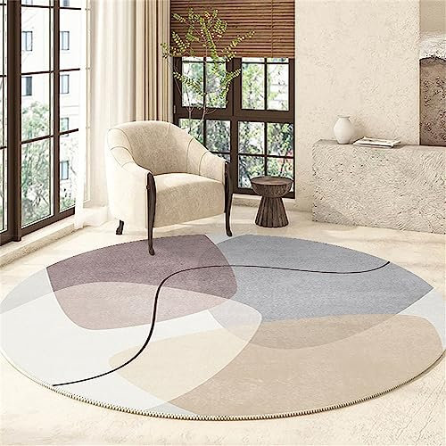 Highdi Teppich Rund Modern rutschfest Minimalistisch Linie Schlafzimmer Teppiche, Innenbereich Polyester Runder Teppich fürs Wohnzimmer, Flur, Kinderzimmer, Büro (120cm,Künstlerisch)
