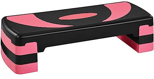 Yaheetech Stepper Aerobic Step de Fitness Hauteur Ajustable 10,5 cm/15 cm/20 cm Surface Antidérapante pour la Maison ou la Salle de Gym Rose