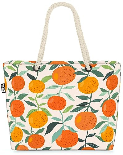 VOID apelsinträd juice strandväska shoppingväska 58 x 38 x 16 cm 23 L XXL shoppingväska väska resväska strandväska, flerfärgad, XXL