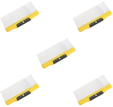 5 Set Drywall Trowel Notched Spreader Plastering Toothed Spatula Plastering Trowel 250mm, Yellow Black