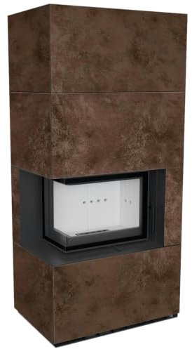 KRATKI Kaminbausatz FLOKI BOX links 8 kW Ø 160 Quarzsinter OXIDE MORO mit Türfeder