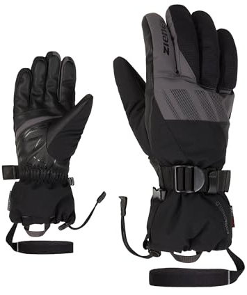 Ziener Herren GHALION Ski-Handschuhe/Wintersport | wasserdicht Lange Stulpe, Black.Magnet, 9,5