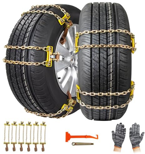 6 Pezzi Catena da Neve per Auto Ninonly Universali Catene Auto di Emergenza Antiscivolo Catene da Neve Facili da Montare per Qualsiasi Pneumatico con Grandezza Compresa fra 165mm-265mm