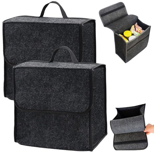 WAVATA Organizer per auto, taglia S, organizer per bagagliaio, contenitore per bagagliaio, organizer in feltro con chiusura in velcro, accessorio per auto, 30 x 19 x 27 cm